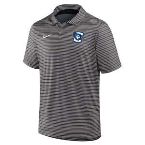 Nike Men's Creighton Bluejays Grey Tour Stripe Polo, Small, Gray