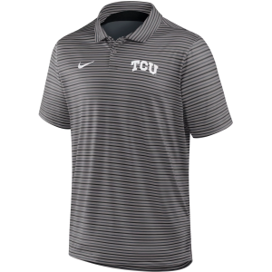 Nike Men's TCU Horned Frogs Grey Tour Stripe Polo, Large, Gray