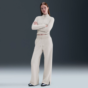 Nike Women's Sportswear Phoenix Fleece Plush Wide Leg Pants, Large, Light Bone