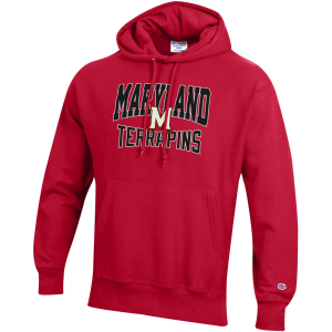 Champion Men's Maryland Terrapins Scarlet Reverse Weave Pullover Hoodie, Large, Red