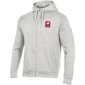 Under Armour Men's Wisconsin Badgers Silver Heather All Day Full-Zip Hoodie, Large, Gray