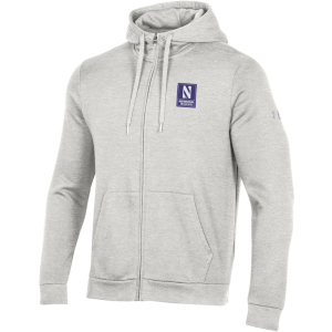 Under Armour Men's Northwestern Wildcats Silver Heather All Day Full-Zip Hoodie, Large, Gray