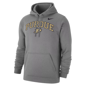 Nike Men's Purdue Boilermakers Grey Club Fleece Arch Logo Pullover Hoodie, Small, Gray