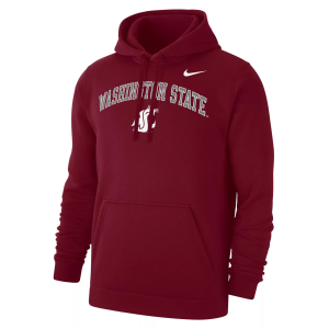 Nike Men's Washington State Cougars Crimson Club Fleece Arch Logo Pullover Hoodie, Small, Red