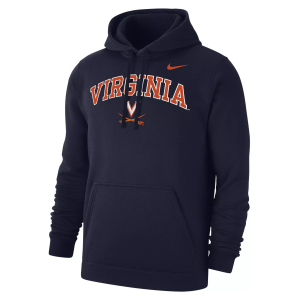 Nike Men's Virginia Cavaliers Navy Club Fleece Arch Logo Pullover Hoodie, XL, Blue