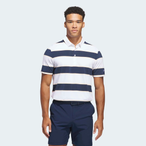 adidas Men's Ultimate365+ Jumbo Stripe Climacool Golf Polo, XXL, White/Collegiate Navy