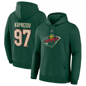 NHL Men's Minnesota Wild Kirill Kaprizov #97 Green Pullover Hoodie, Small