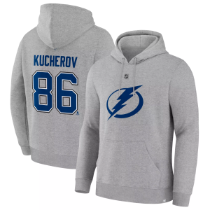 NHL Men's Tampa Bay Lightning Nikita Kucherov #86 Grey Hoodie, Small, Gray