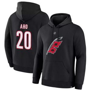 NHL Men's Carolina Hurricanes Sebastian Aho #20 Black Hoodie, Small
