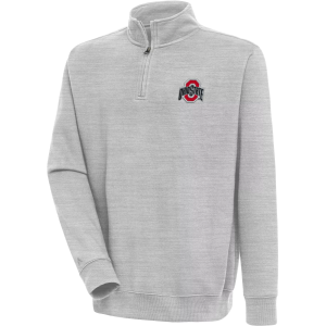 Antigua Men's Ohio State Buckeyes Grey Heather Victory 1/4 Zip, XXL, Gray