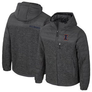 Colosseum Men's Illinois Fighting Illini Charcoal Nightman Full-Zip Jacket, XXL, Gray