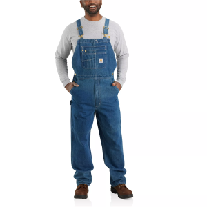 Carhartt Men's Denim Bib Overall, Size 34, Darkstone