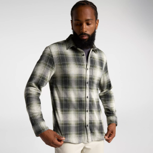 VRST Men's Plaid Button Down Shirt, Small, Olive Green Plaid