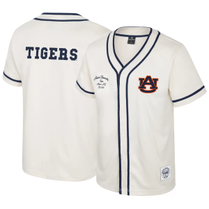 Colosseum Youth Auburn Tigers Cream Hunter Seeker Baseball Jersey, Small, White