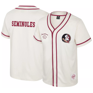 Colosseum Youth Florida State Seminoles Cream Hunter Seeker Baseball Jersey, Small, White