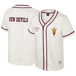 Colosseum Youth Arizona State Sun Devils Cream Hunter Seeker Baseball Jersey, Small, White