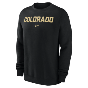 Nike Men's Colorado Buffaloes Black Arch Club Fleece Crew Pullover Sweatshirt, Small
