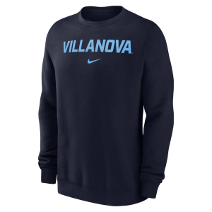 Nike Men's Villanova Wildcats Navy Arch Club Fleece Crew Pullover Sweatshirt, XL, Blue