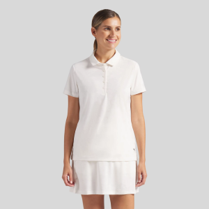PUMA Women's Floral Lace Jacquard Golf Polo, XS, Warm White
