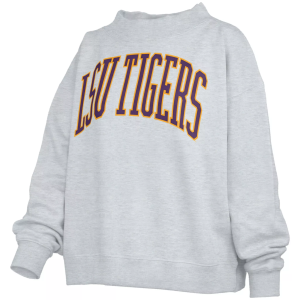 Pressbox Women's LSU Tigers White North Park Crewneck Sweatshirt, XL