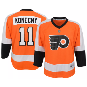 NHL Boys' Philadelphia Flyers Travis Konecny #11 Breakaway Orange Home Replica Jersey, Size 5/6