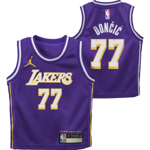 Jordan Little Kids' Los Angeles Lakers Luka Doncic #77 Purple Swingman Statement Jersey, Medium