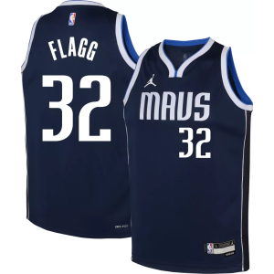 Jordan Kids' Dallas Mavericks Cooper Flagg #32 Navy Statement Jersey, Medium, Blue