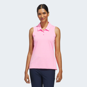 adidas Women's Ultimate365 Jacquard Sleeveless Golf Polo, Small, Lucid Pink