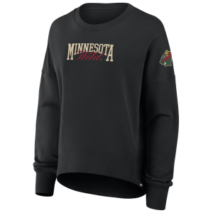 NHL Women's Minnesota Wild Black Foundation Script Crewneck Sweatshirt, Medium