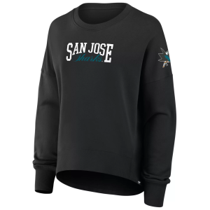 NHL Women's San Jose Sharks Black Foundation Script Crewneck Sweatshirt, Small