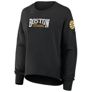 NHL Women's Boston Bruins Black Foundation Script Crewneck Sweatshirt, Medium