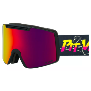 Pit Viper The Power Surge Backslap Snow Goggles 2026, Large, Black/Orange Strap / Red Lens
