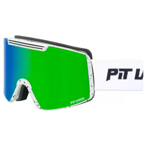 Pit Viper The Miami Nights Backslap Snow Goggles 2026, Large, White Strap / Green Lens