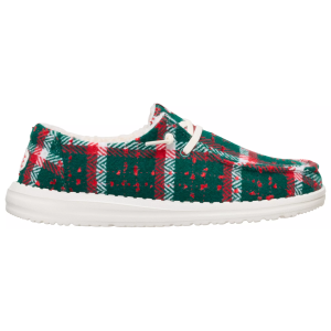 Hey Dude Wendy Confetti Plaid Cozy Shoe, Women's, Size 10, Red/Green/Multi