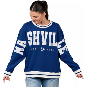 Nash Nash Women's Nashville Navy/White Varsity Crewneck Sweatshirt, Medium, Blue - $68.00 at DICK'S Sporting Goods