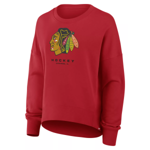 NHL Women's Chicago Blackhawks Red Club Fleece Crew Neck Sweatshirt, Medium
