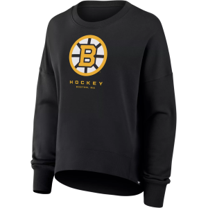 NHL Women's Boston Bruins Team Fleece Black Crew Sweatshirt, Large