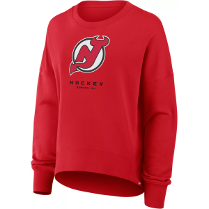 NHL Women's New Jersey Devils Red Team Fleece Crew Pullover Sweatshirt, Small