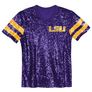 NCAA Youth LSU Tigers Purple Sequin T-Shirt, Small