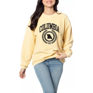 Chicka-D chicka-d Women's Columbia Yellow College Graphic Crew Pullover Sweatshirt, Small - $65.00 at DICK'S Sporting Goods
