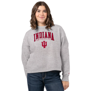 League-Legacy Women's Indiana Hoosiers Gray Boxy Crewneck Sweatshirt, Small