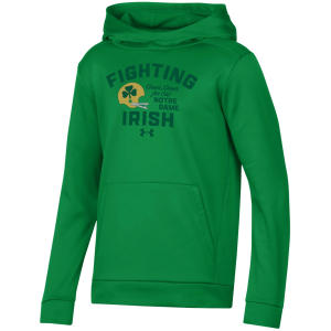 Under Armour Youth Notre Dame Fighting Irish Green Armour Fleece Pullover Hoodie, Small