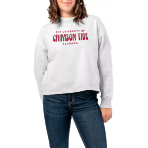 League-Legacy Women's Alabama Crimson Tide Ash Boxy Crew Neck Sweatshirt, Large, Gray