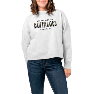 League-Legacy Women's Colorado Buffaloes Ash Boxy Crew Neck Sweatshirt, Large, Gray