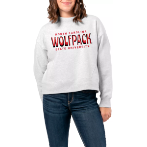 League-Legacy Women's NC State Wolfpack Ash Boxy Crew Neck Sweatshirt, Large, Gray
