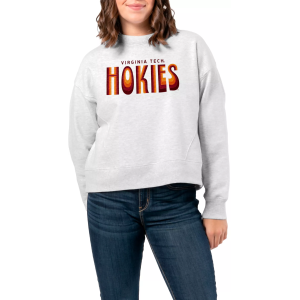 League-Legacy Women's Virginia Tech Hokies Ash Boxy Crew Neck Sweatshirt, Large, Gray
