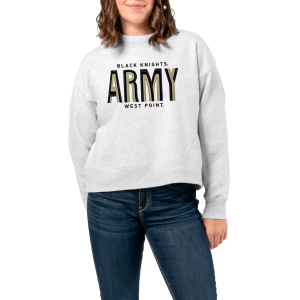 League-Legacy Women's Army West Point Black Knights Ash Boxy Crew Neck Sweatshirt, Large, Gray