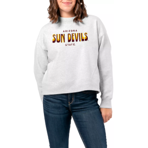League-Legacy Women's Arizona State Sun Devils Ash Boxy Crew Neck Sweatshirt, Large, Gray