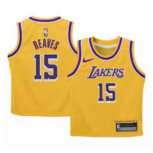 Nike Little Kids' Los Angeles Lakers Austin Reaves #15 Swingman Icon Jersey, Large, Yellow
