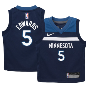 Nike Kids' Minnesota Timberwolves Anthony Edwards #5 Navy Icon Jersey, Small, Blue